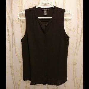 Black button-up sleeveless blouse
